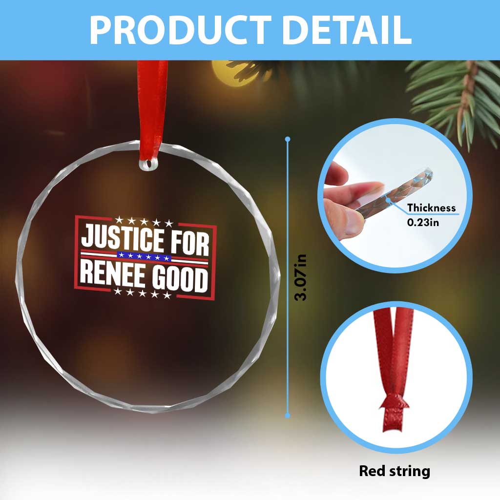 Justice for Renee Good Patriotic Crystal Glass Ornament Minneapolis Jan 8 2026 Memorial Red White and Blue TS02 Print Your Wear