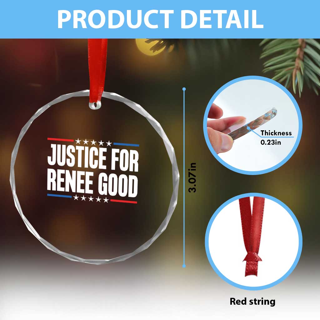 Justice for Renee Good Patriotic Crystal Glass Ornament Minneapolis Jan 8 2026 Memorial Tribute TS02 Print Your Wear