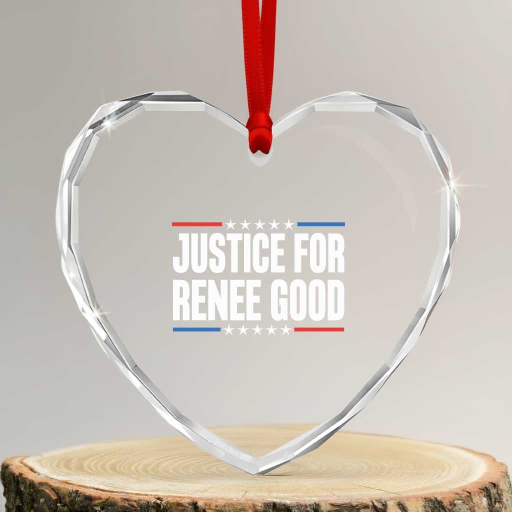 Justice for Renee Good Patriotic Heart Crystal Glass Ornament Minneapolis Jan 8 2026 Memorial Tribute TS02 Transparent Glass 3'' Heart Print Your Wear