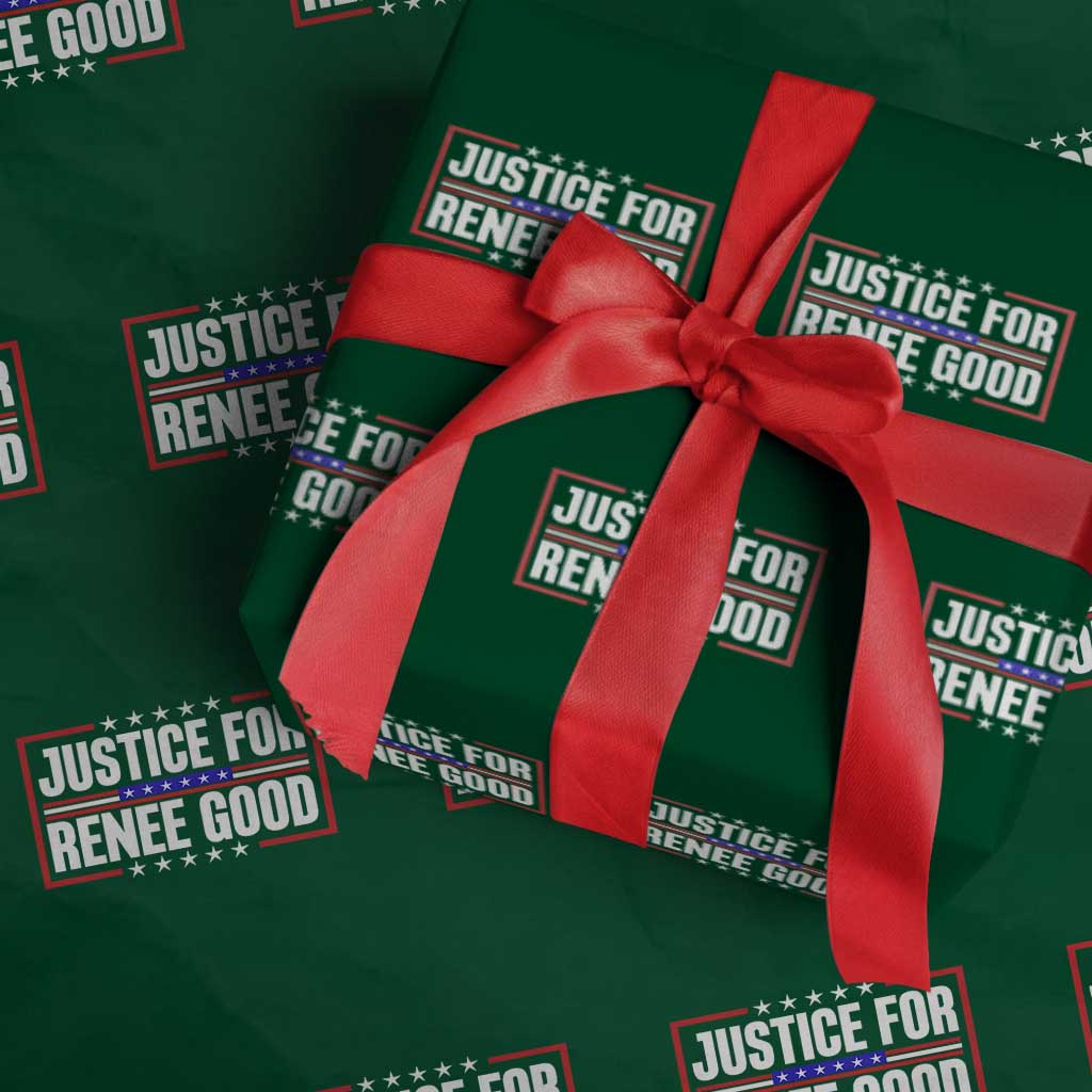 Justice for Renee Good Patriotic Wrapping Paper Roll Minneapolis Jan 8 2026 Memorial Red White and Blue TS02 Green Print Your Wear