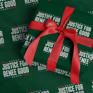 Justice for Renee Good Patriotic Wrapping Paper Roll Minneapolis Jan 8 2026 Memorial Tribute TS02 Green Print Your Wear