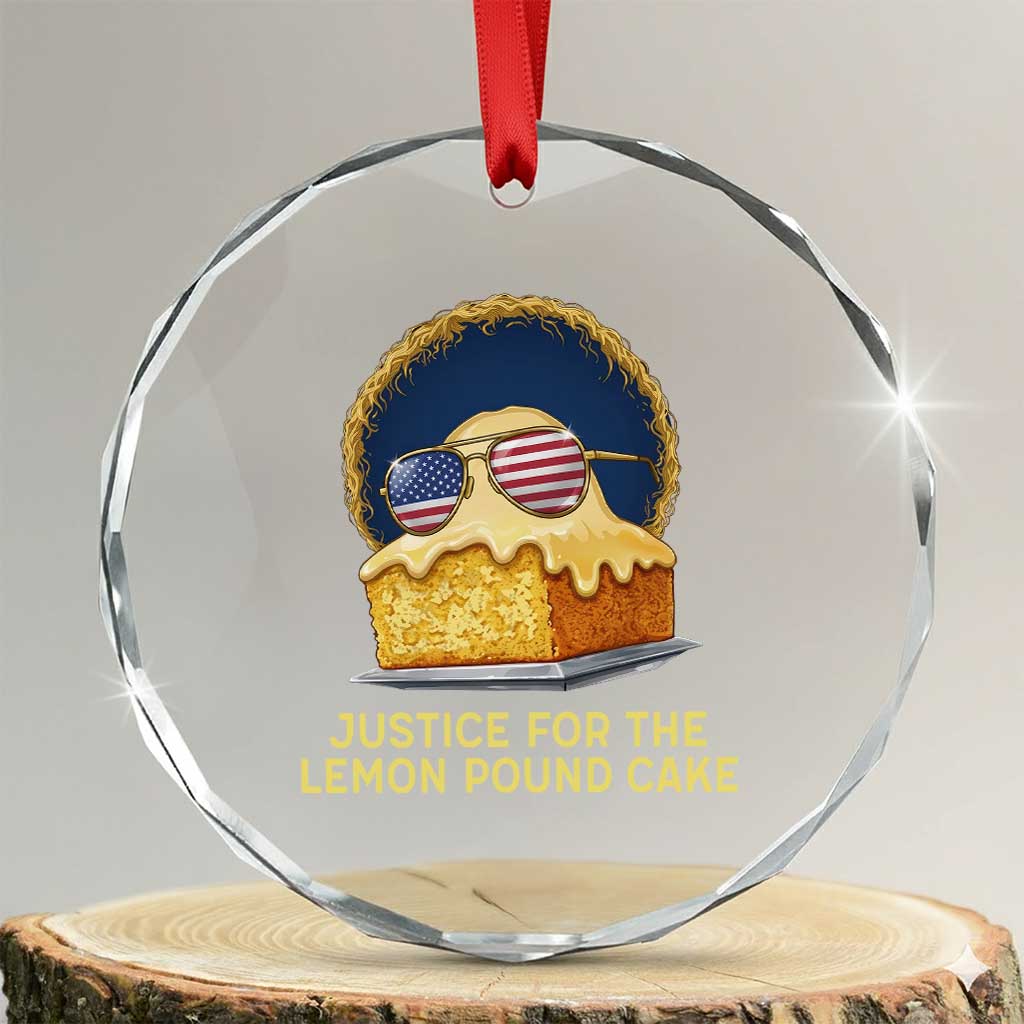 Justice for the Lemon Pound Cake Crystal Glass Ornament Viral Meme Dessert Parody Retro Hip Hop Vibe TS02 Transparent Glass 3'' Circle Print Your Wear