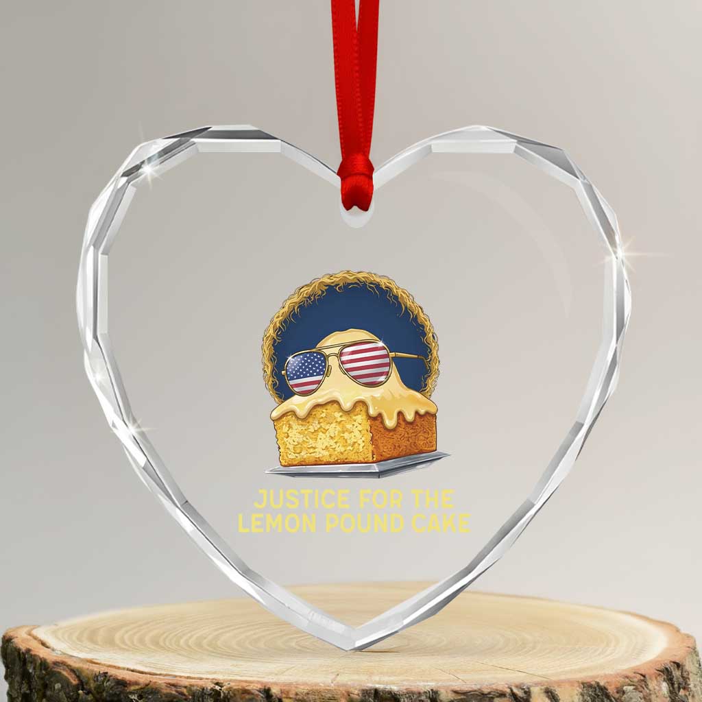 Justice for the Lemon Pound Cake Heart Crystal Glass Ornament Viral Meme Dessert Parody Retro Hip Hop Vibe TS02 Transparent Glass 3'' Heart Print Your Wear