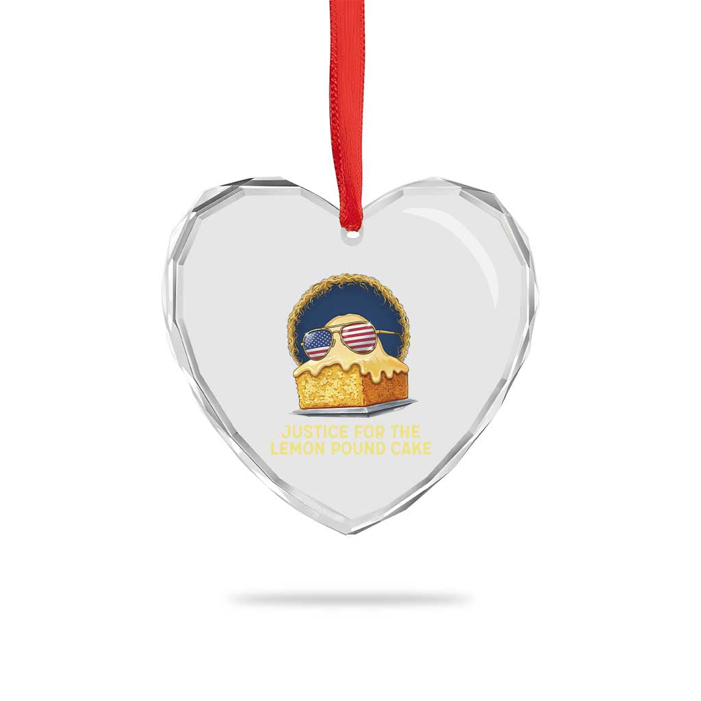 Justice for the Lemon Pound Cake Heart Crystal Glass Ornament Viral Meme Dessert Parody Retro Hip Hop Vibe TS02 Print Your Wear