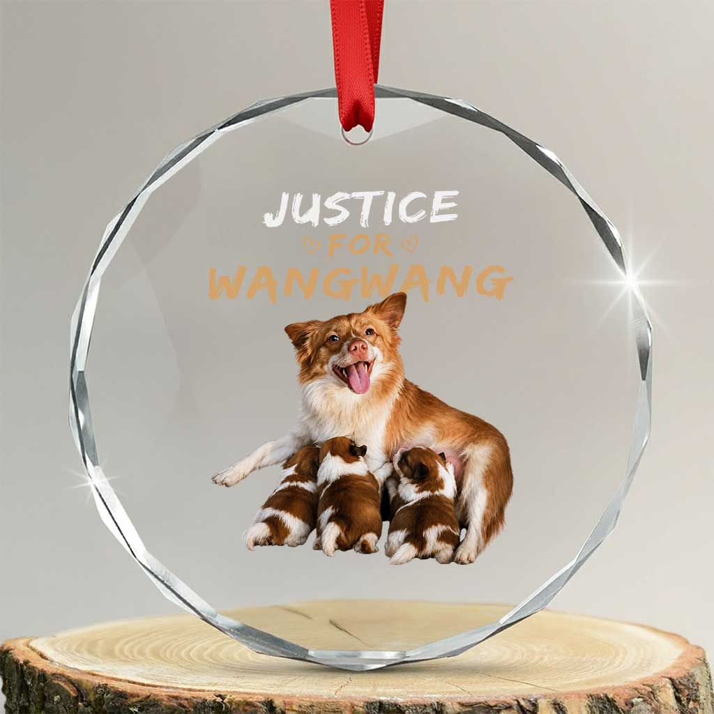 Justice For Wangwang Mother Dog Newborn Puppies Crystal Glass Ornament Animal Rights Awareness Graphic TS02 Transparent Glass 3'' Circle Print Your Wear