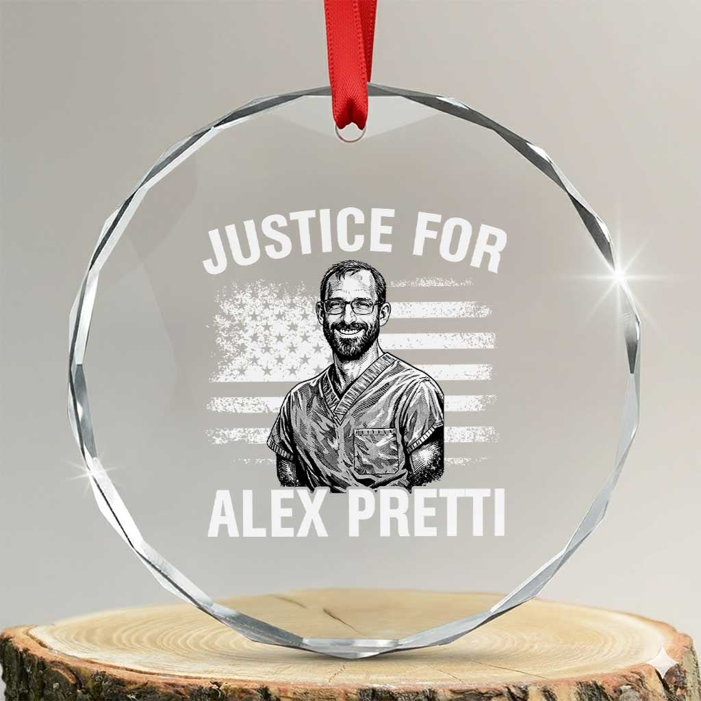 Justices for Alex Pretti Crystal Glass Ornament Resist Abolish ICE Protest TS14 Transparent Glass 3'' Circle Print Your Wear