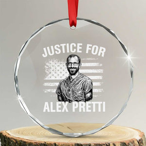 Justices for Alex Pretti Crystal Glass Ornament Resist Abolish ICE Protest TS14 Transparent Glass 3'' Circle Print Your Wear