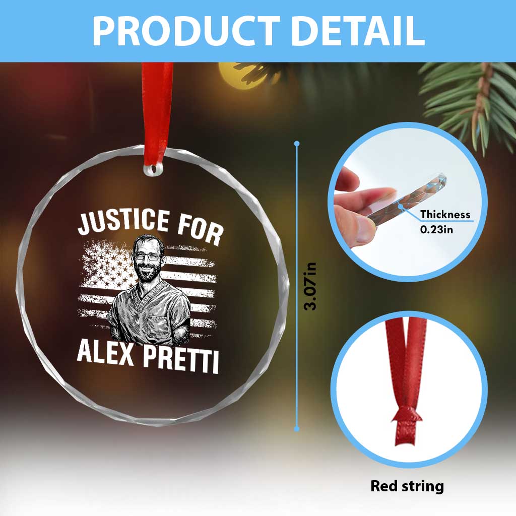 Justices for Alex Pretti Crystal Glass Ornament Resist Abolish ICE Protest TS14 Print Your Wear