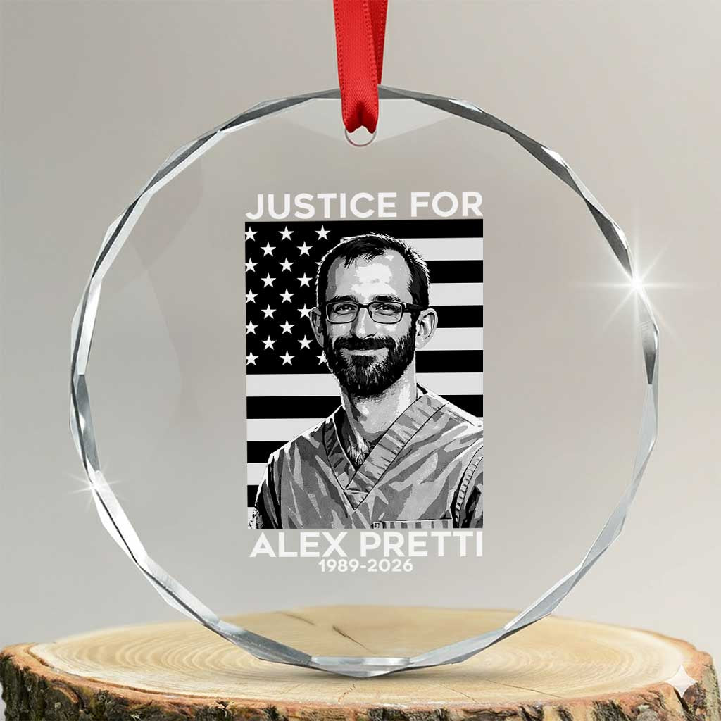 Justices for Alex Pretti Crystal Glass Ornament Resist ICE Immigration Deportation Protest Minnesota TS14 Transparent Glass 3'' Circle Print Your Wear