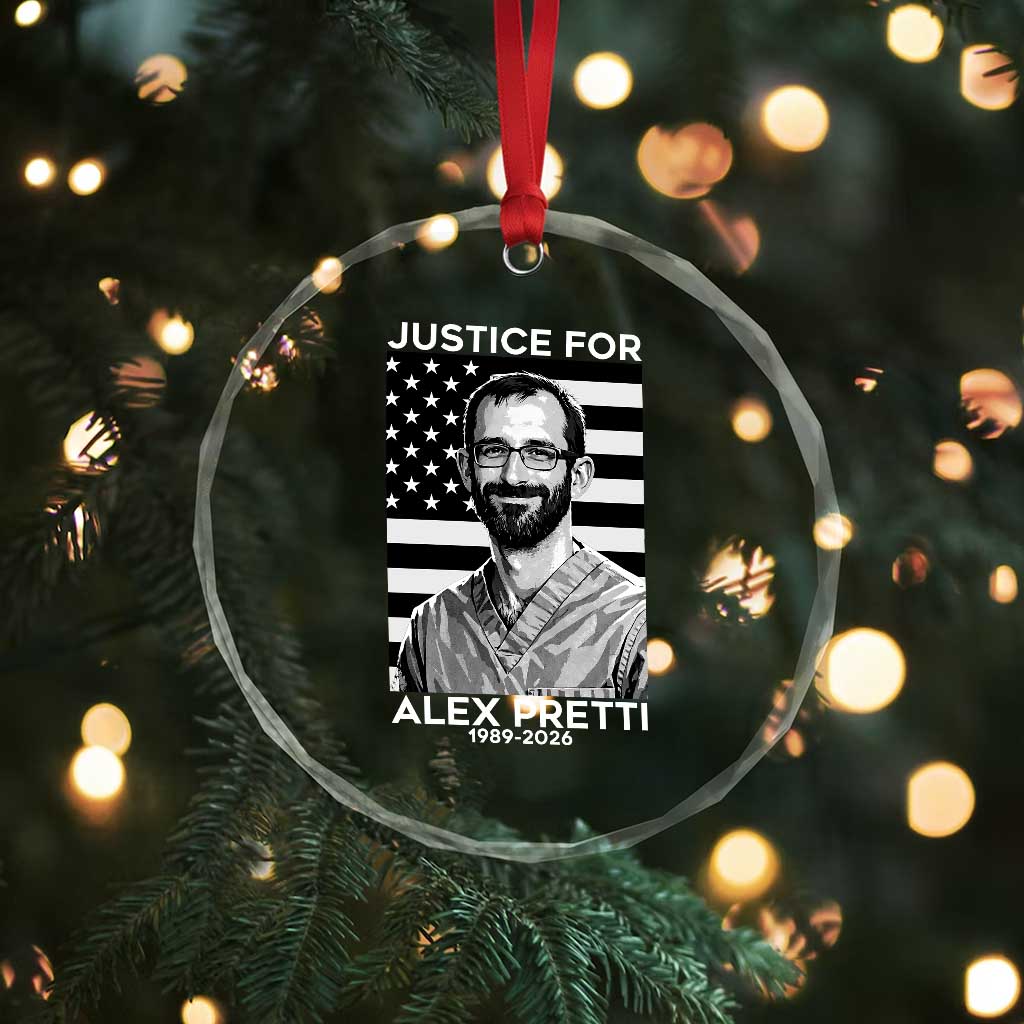 Justices for Alex Pretti Crystal Glass Ornament Resist ICE Immigration Deportation Protest Minnesota TS14 Print Your Wear