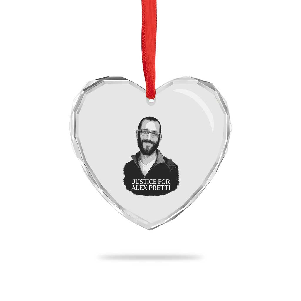 Justices for Alex Pretti Heart Crystal Glass Ornament Anti ICE Immigration Protest Human Rights TS14 Print Your Wear