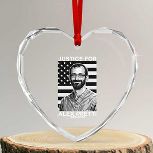 Justices for Alex Pretti Heart Crystal Glass Ornament Resist ICE Immigration Deportation Protest Minnesota TS14 Transparent Glass 3'' Heart Print Your Wear