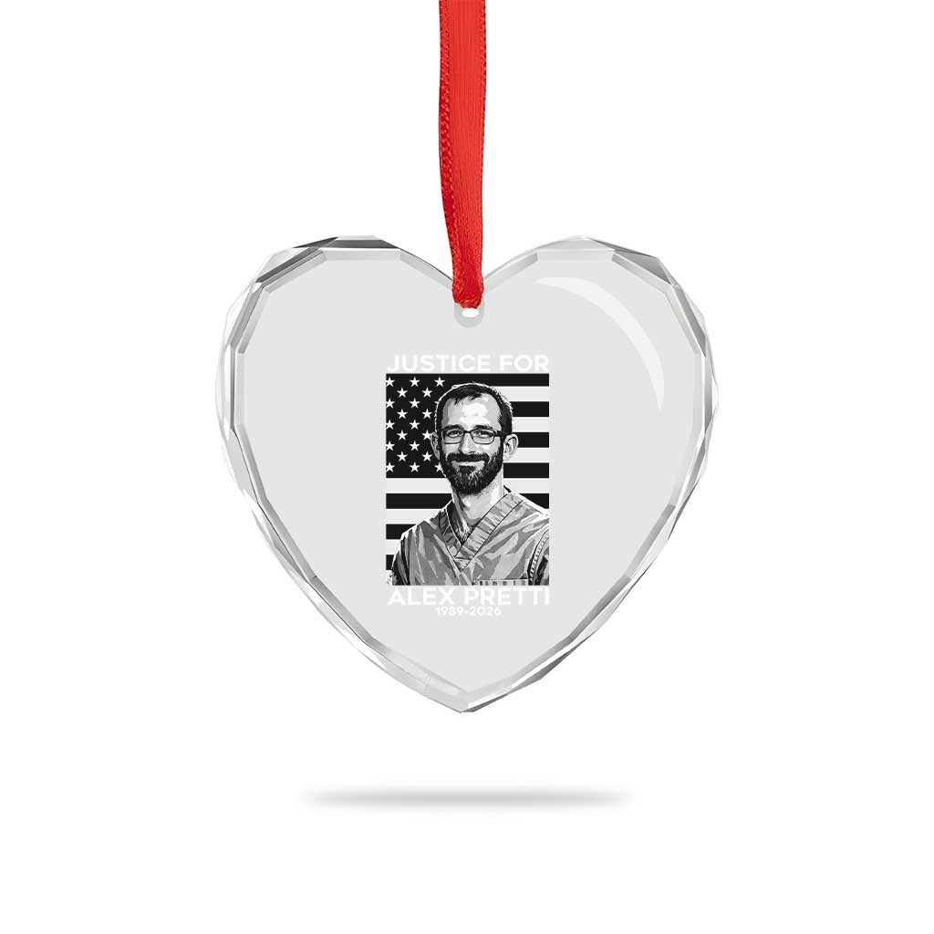 Justices for Alex Pretti Heart Crystal Glass Ornament Resist ICE Immigration Deportation Protest Minnesota TS14 Print Your Wear