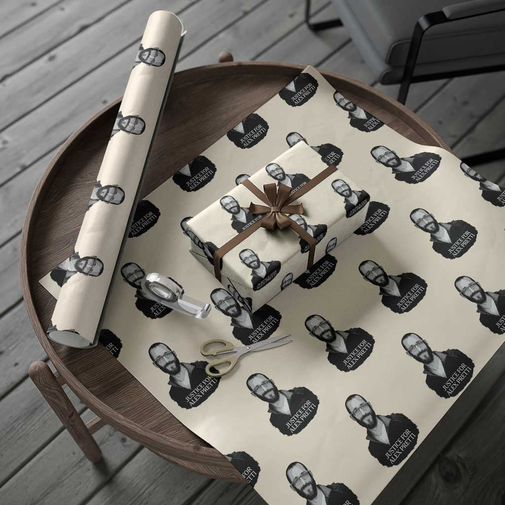 Justices for Alex Pretti Wrapping Paper Roll Anti ICE Immigration Protest Human Rights TS14 Beige Print Your Wear