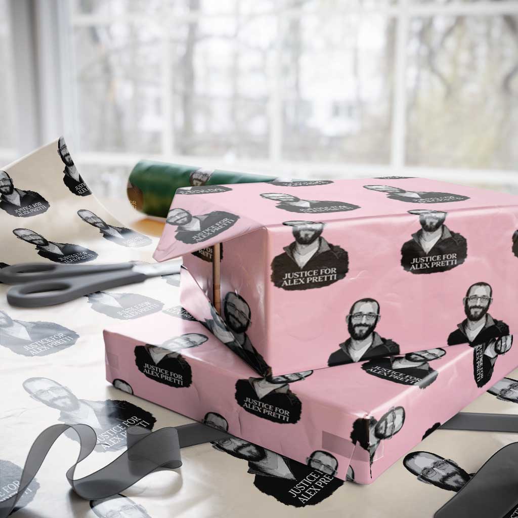Justices for Alex Pretti Wrapping Paper Roll Anti ICE Immigration Protest Human Rights TS14 Light Pink Print Your Wear