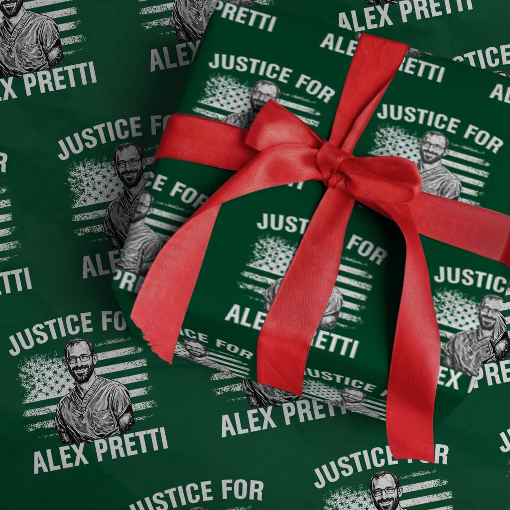 Justices for Alex Pretti Wrapping Paper Roll Resist Abolish ICE Protest TS14 Green Print Your Wear