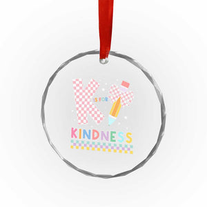 K Is For Kindness Crystal Glass Ornament Cute Pencil Bow Teacher Be Kind - Print Your Wear