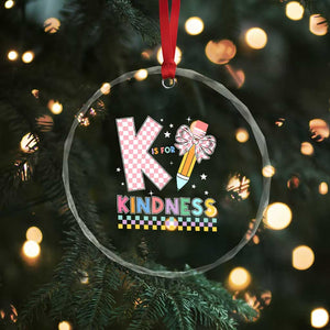 K Is For Kindness Crystal Glass Ornament Cute Pencil Bow Teacher Be Kind TS02 Print Your Wear