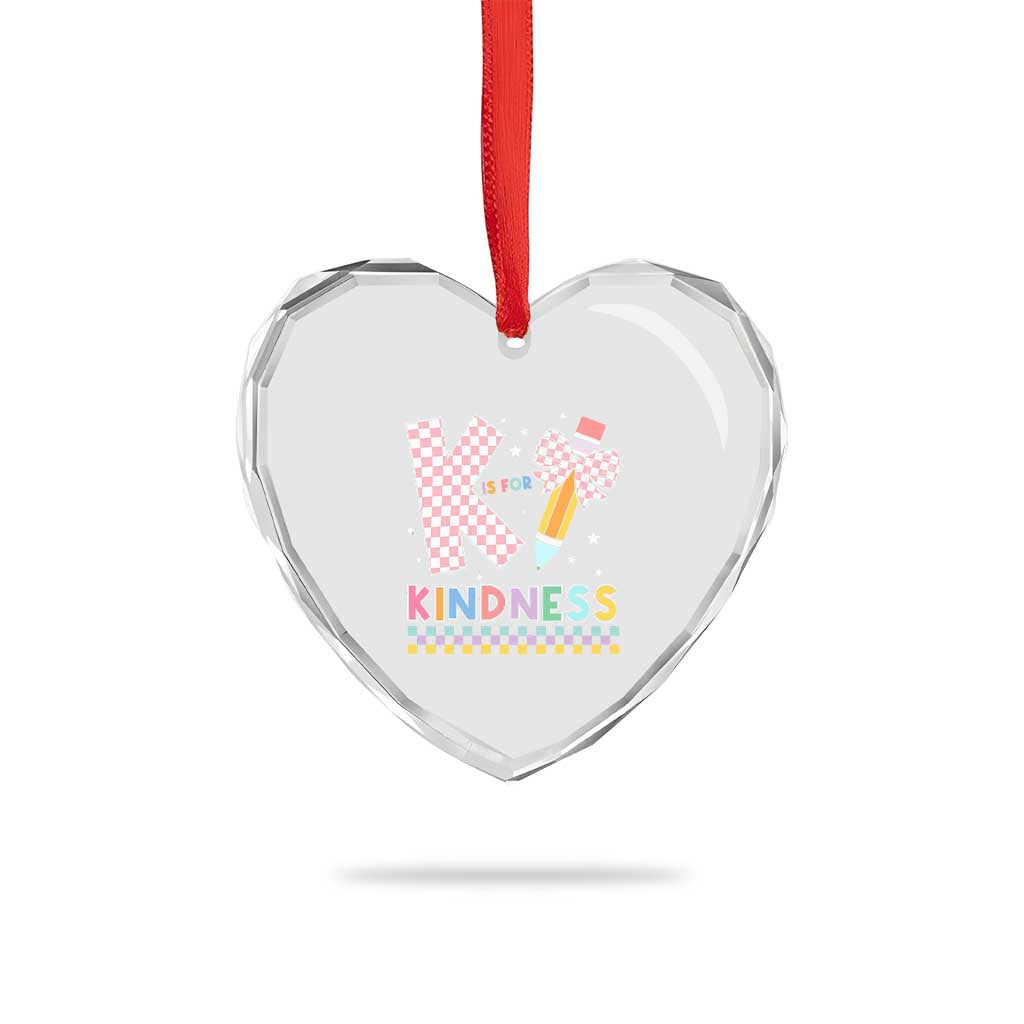 K Is For Kindness Heart Crystal Glass Ornament Cute Pencil Bow Teacher Be Kind TS02 Print Your Wear