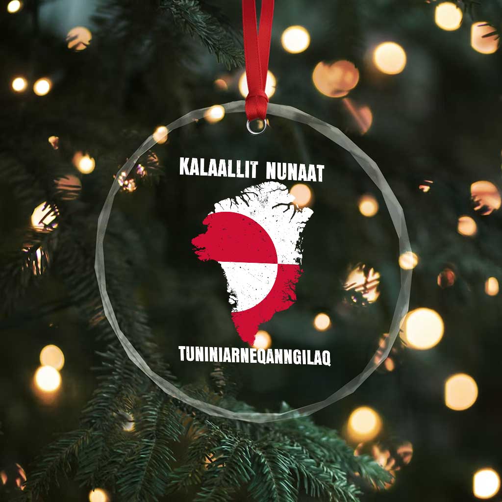 Kalaallit Nunaat Tuniniagaanngilaq Greenlandic Crystal Glass Ornament Greenland Is Not For Sale Patriotic Grunge Flag TS02 Print Your Wear