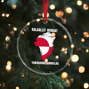 Kalaallit Nunaat Tuniniagaanngilaq Greenlandic Crystal Glass Ornament Greenland Is Not For Sale Patriotic Grunge Flag TS02 Print Your Wear
