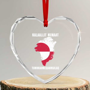 Kalaallit Nunaat Tuniniagaanngilaq Greenlandic Heart Crystal Glass Ornament Greenland Is Not For Sale Patriotic Grunge Flag TS02 Transparent Glass 3'' Heart Print Your Wear