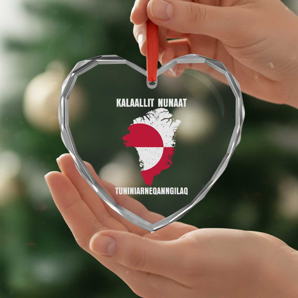 Kalaallit Nunaat Tuniniagaanngilaq Greenlandic Heart Crystal Glass Ornament Greenland Is Not For Sale Patriotic Grunge Flag TS02 Print Your Wear