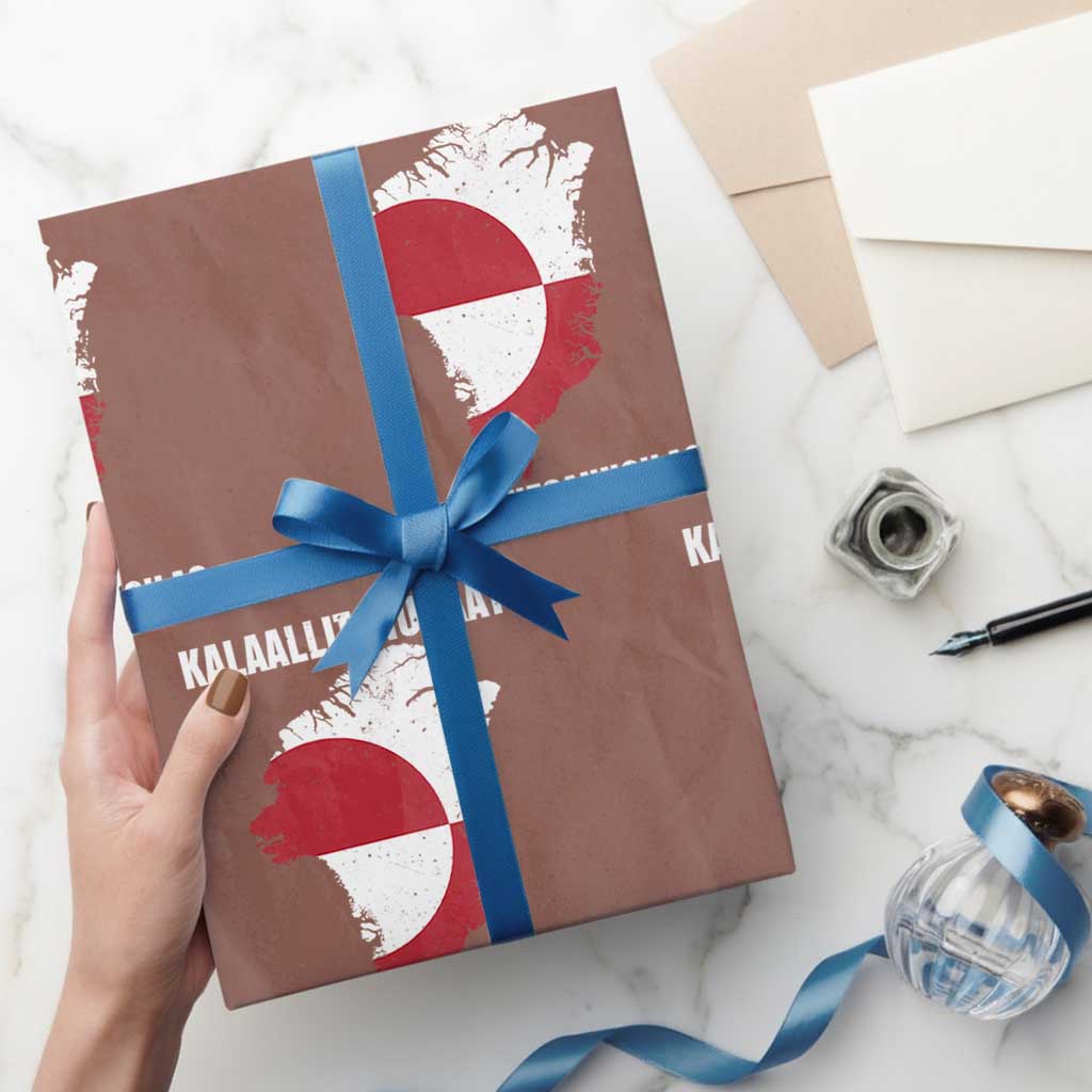 Kalaallit Nunaat Tuniniagaanngilaq Greenlandic Wrapping Paper Roll Greenland Is Not For Sale Patriotic Grunge Flag TS02 Mocha Print Your Wear