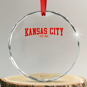 KC Game Day Crystal Glass Ornament Retro Style 90s Vintage Unisex Varisty Football TS10 Transparent Glass 3'' Circle Print Your Wear