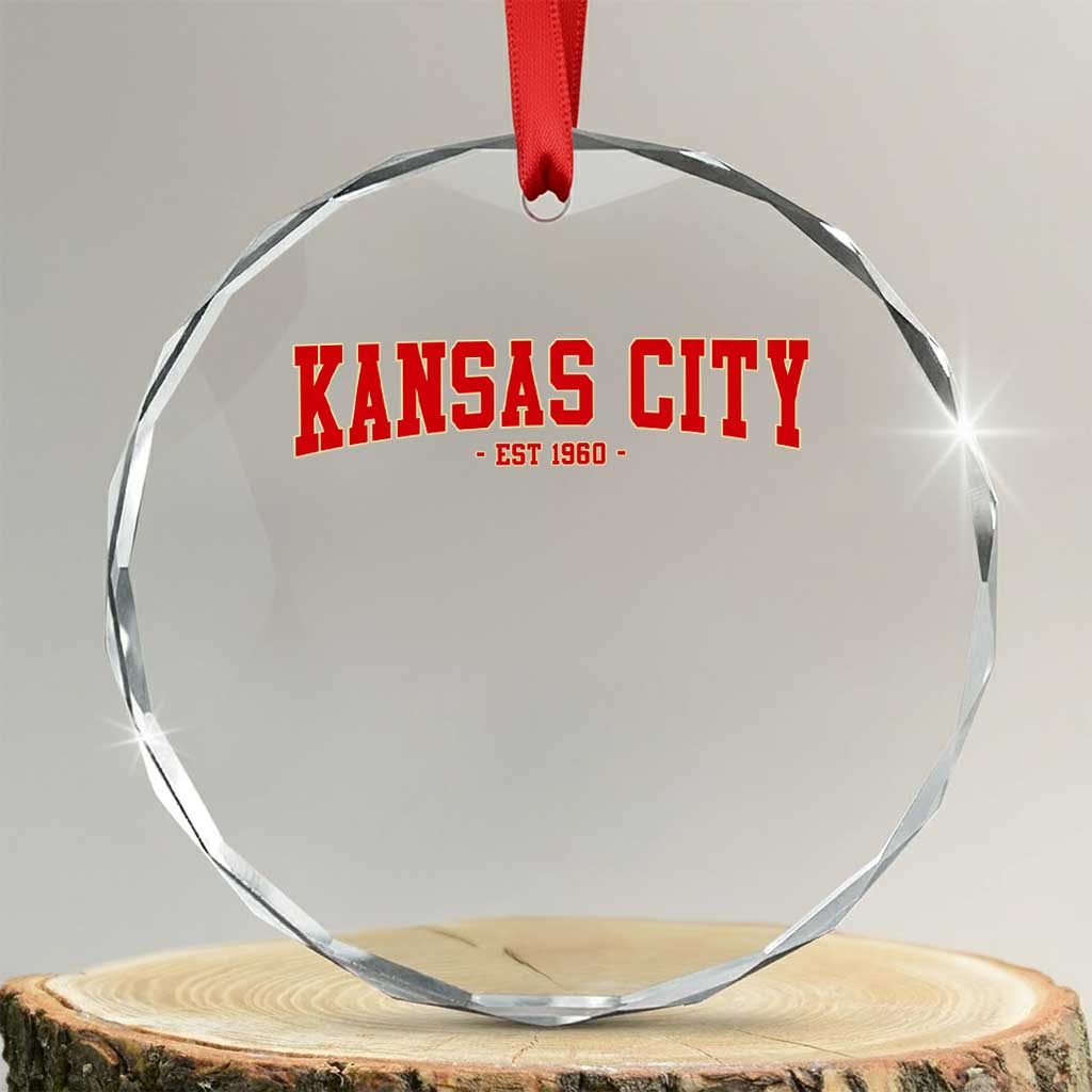 Kansas City Crystal Glass Ornament Retro Style 90s Vintage Unisex Varisty TS10 Transparent Glass 3'' Circle Print Your Wear