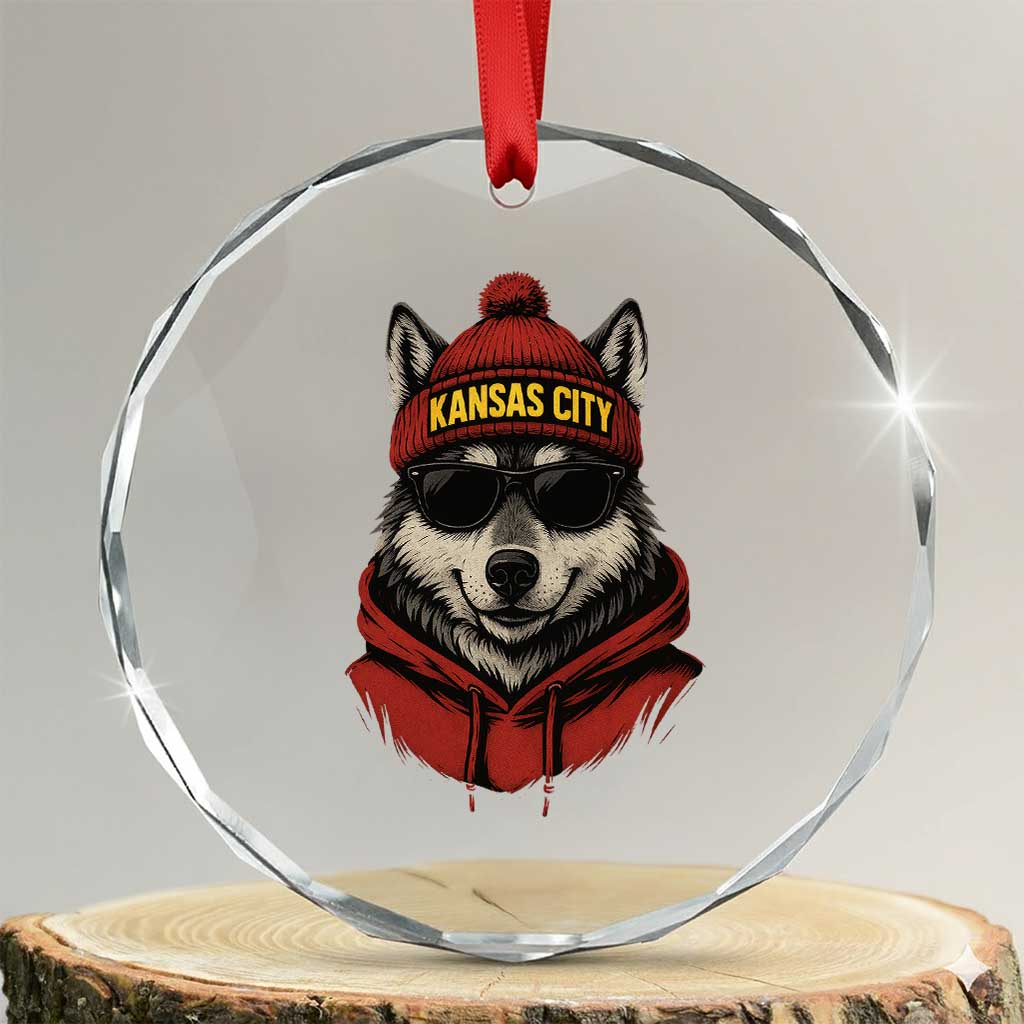 KC Game Day Crystal Glass Ornament Vintage Retro Football Mascot TS10 Transparent Glass 3'' Circle Print Your Wear