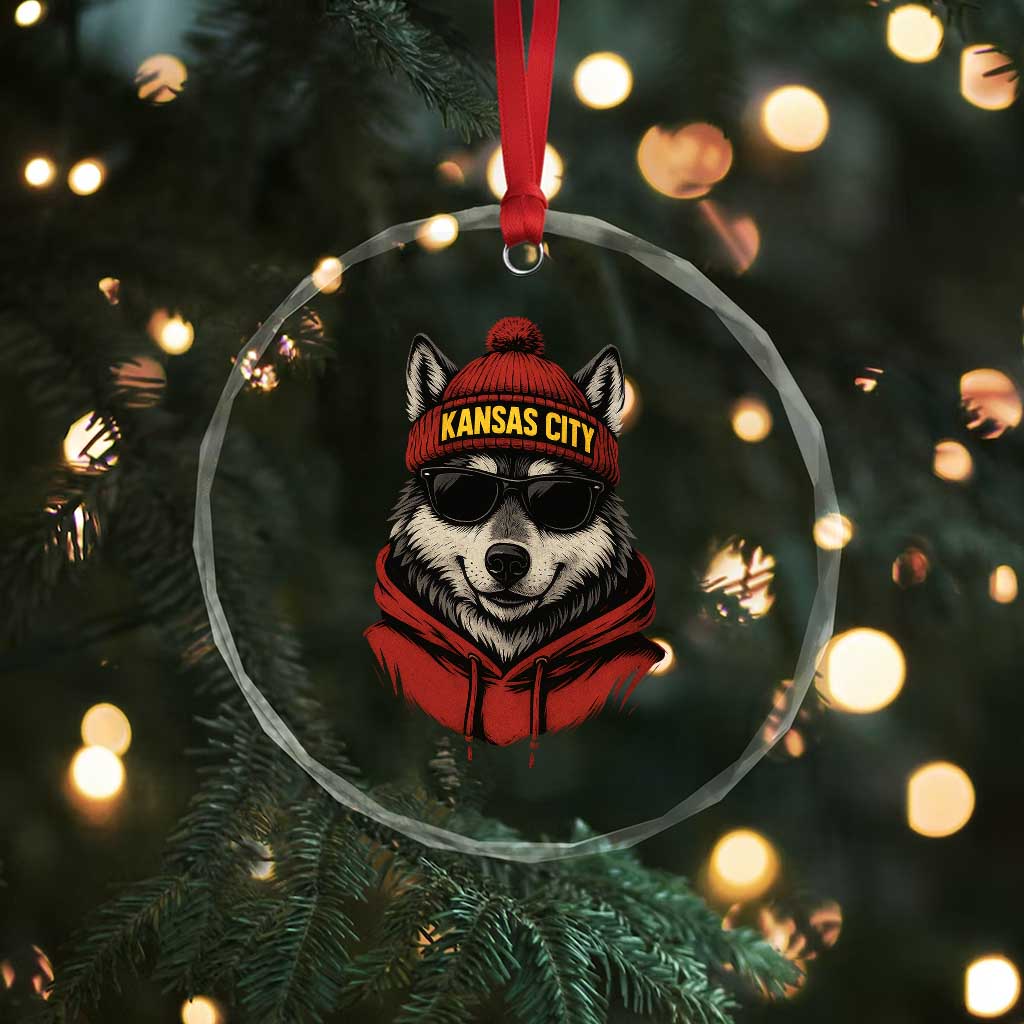 Kansas City Crystal Glass Ornament Vintage Retro Wolf Mascot TS10 Print Your Wear