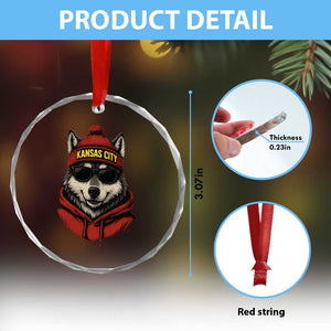 Kansas City Crystal Glass Ornament Vintage Retro Wolf Mascot TS10 Print Your Wear