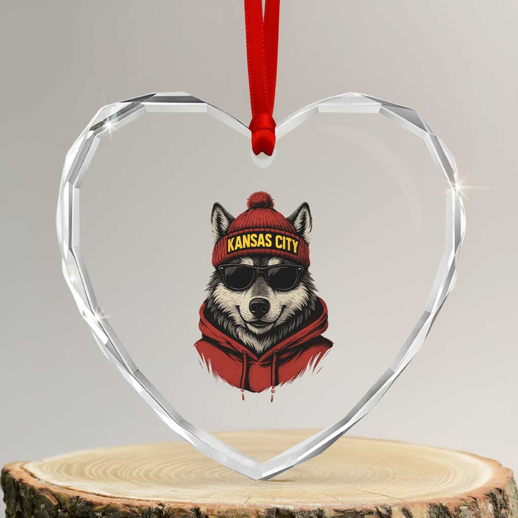 KC Game Day Heart Crystal Glass Ornament Vintage Retro Football Mascot TS10 Transparent Glass 3'' Heart Print Your Wear