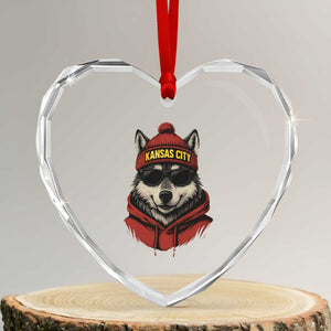 KC Game Day Heart Crystal Glass Ornament Vintage Retro Football Mascot TS10 Transparent Glass 3'' Heart Print Your Wear