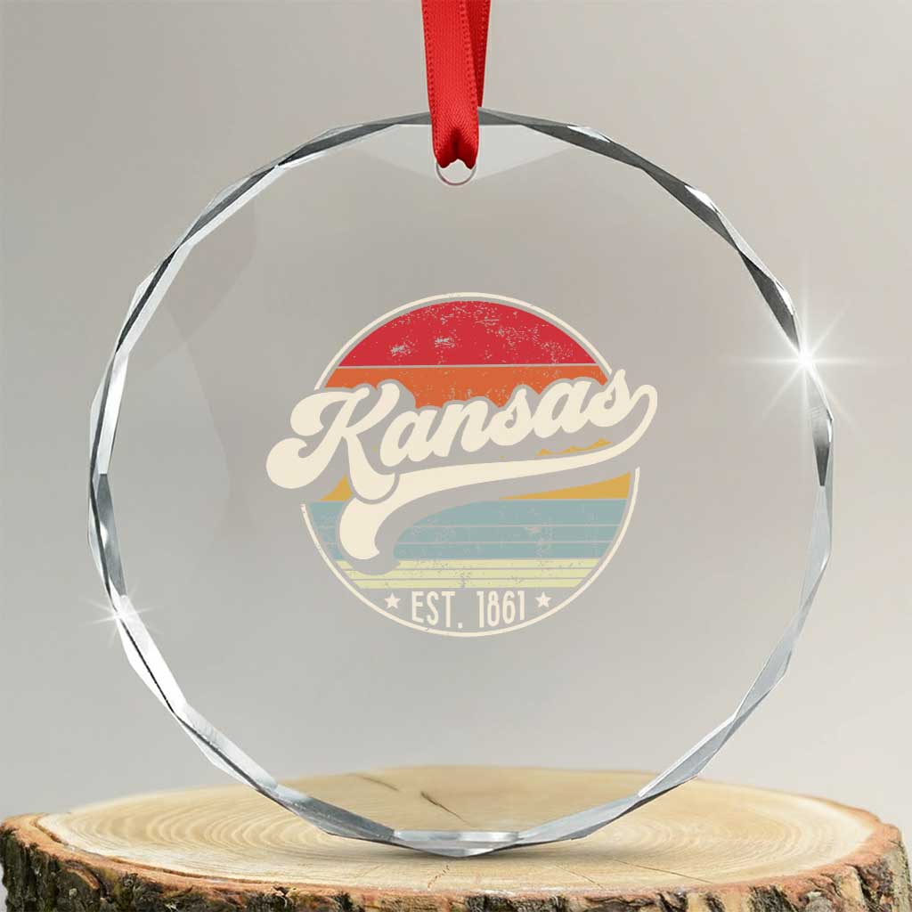 Kansas City Missouri Retro 80s Established 1861 Crystal Glass Ornament TS14 Transparent Glass 3'' Circle Print Your Wear