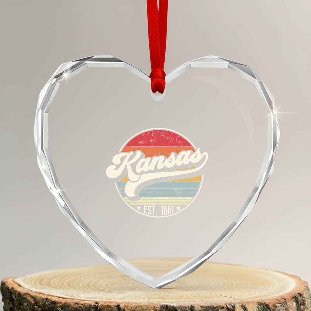 Kansas City Missouri Retro 80s Established 1861 Heart Crystal Glass Ornament TS14 Transparent Glass 3'' Heart Print Your Wear