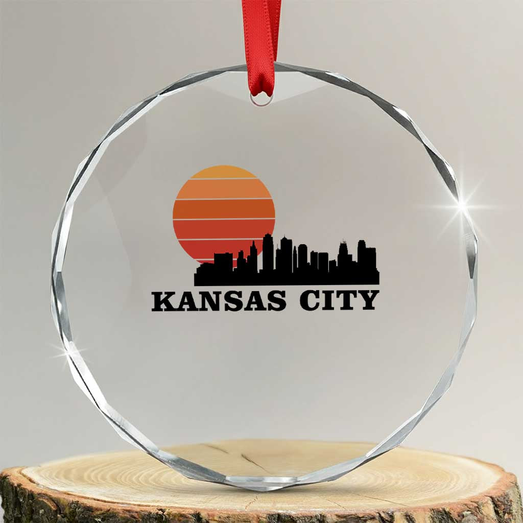 Kansas City Missouri Retro 80s Style Crystal Glass Ornament TS14 Transparent Glass 3'' Circle Print Your Wear