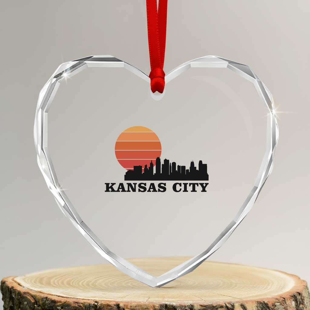Kansas City Missouri Retro 80s Style Heart Crystal Glass Ornament TS14 Transparent Glass 3'' Heart Print Your Wear