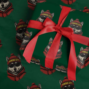 KC Game Day Wrapping Paper Roll Vintage Retro Football Mascot TS10 Green Print Your Wear