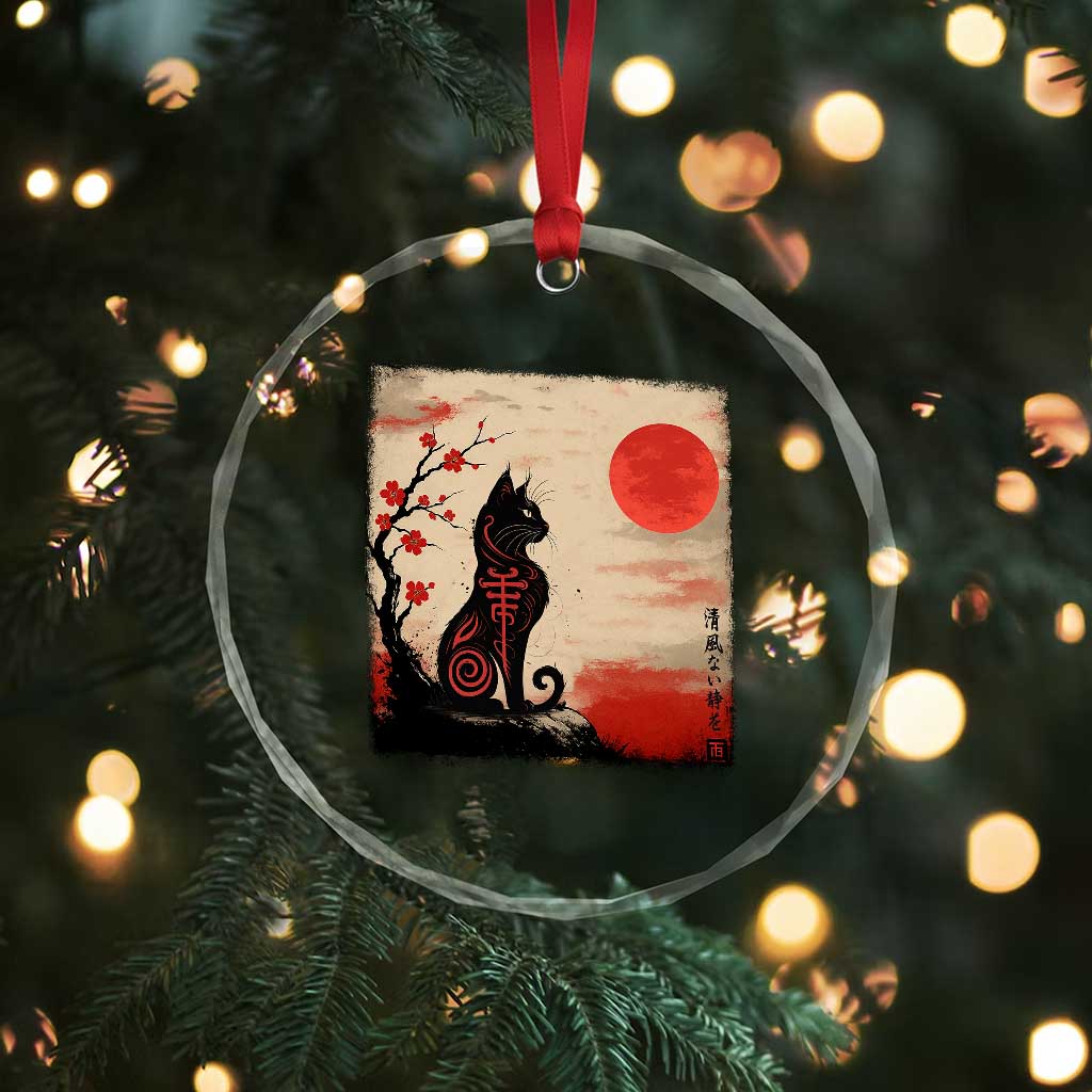 Kawaii Anime Cat Japanese Cherry Blossom Crystal Glass Ornament TS14 Print Your Wear