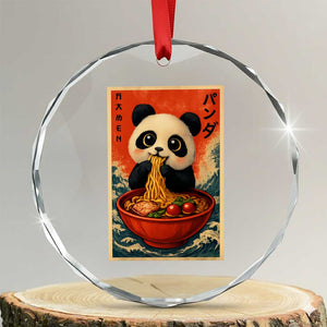 Kawaii Anime Panda Ramen Crystal Glass Ornament Funny Japanese Noodles Anime Lovers TS10 Transparent Glass 3'' Circle Print Your Wear