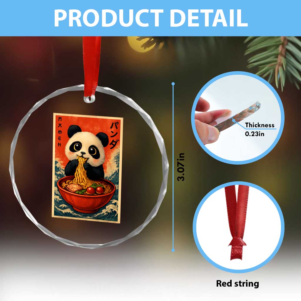 Kawaii Anime Panda Ramen Crystal Glass Ornament Funny Japanese Noodles Anime Lovers TS10 Print Your Wear