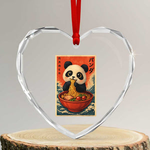 Kawaii Anime Panda Ramen Heart Crystal Glass Ornament Funny Japanese Noodles Anime Lovers TS10 Transparent Glass 3'' Heart Print Your Wear