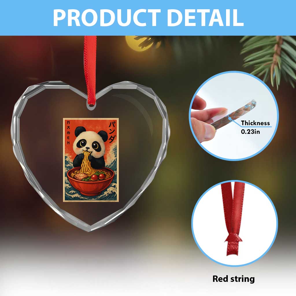 Kawaii Anime Panda Ramen Heart Crystal Glass Ornament Funny Japanese Noodles Anime Lovers TS10 Print Your Wear