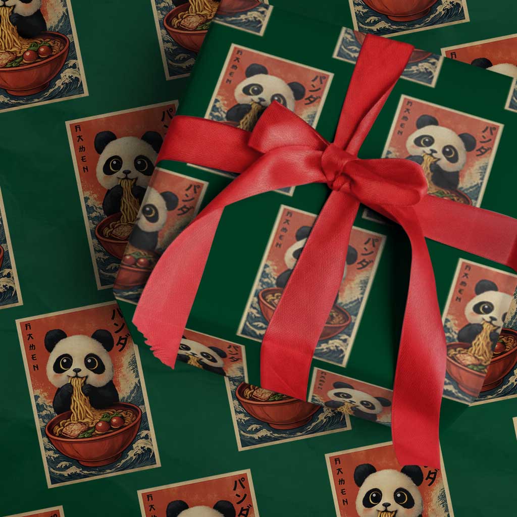 Kawaii Anime Panda Ramen Wrapping Paper Roll Funny Japanese Noodles Anime Lovers TS10 Green Print Your Wear