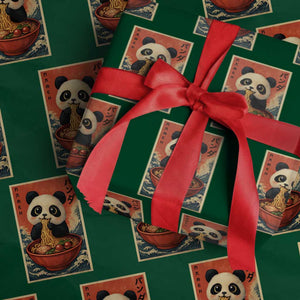 Kawaii Anime Panda Ramen Wrapping Paper Roll Funny Japanese Noodles Anime Lovers TS10 Green Print Your Wear