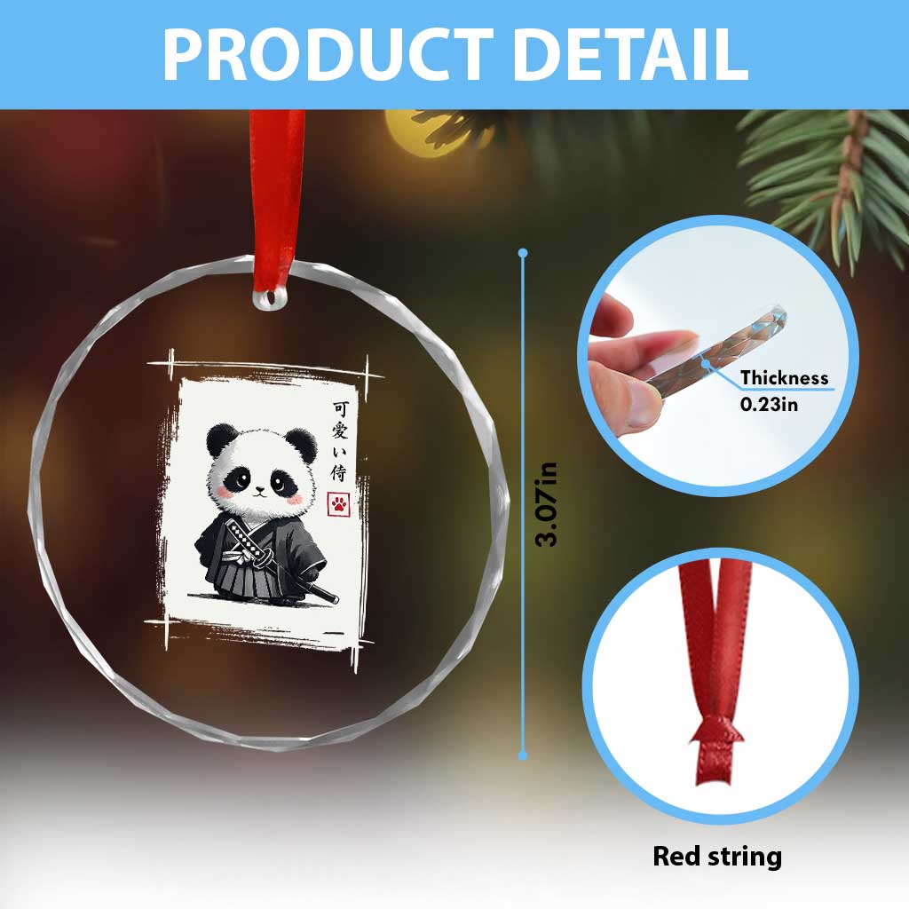 Kawaii Anime Samurai Panda Crystal Glass Ornament Vintage Sumi-e Japanese Art Funny Panda Lovers TS10 Print Your Wear