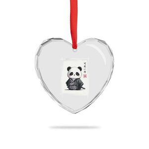 Kawaii Anime Samurai Panda Heart Crystal Glass Ornament Vintage Sumi-e Japanese Art Funny Panda Lovers TS10 Print Your Wear