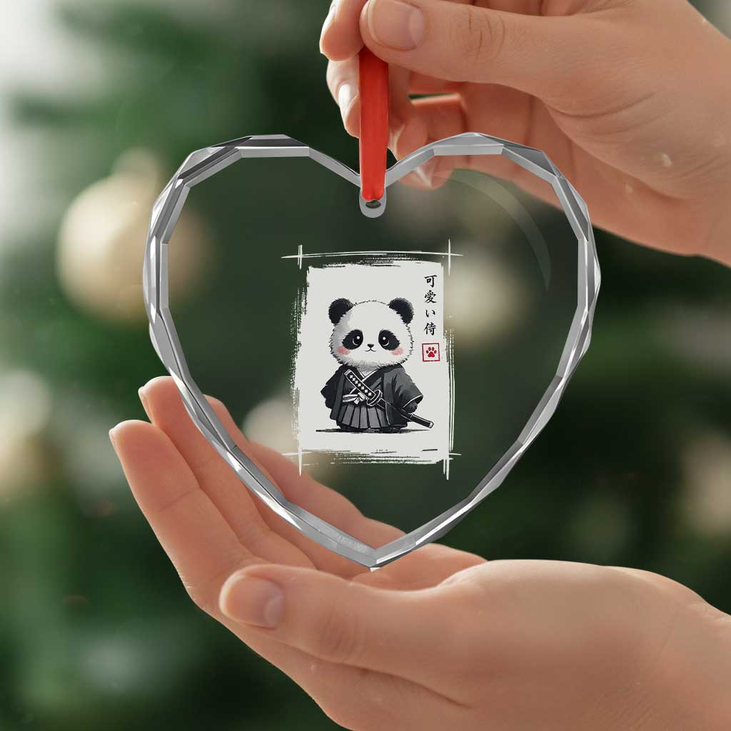 Kawaii Anime Samurai Panda Heart Crystal Glass Ornament Vintage Sumi-e Japanese Art Funny Panda Lovers TS10 Print Your Wear